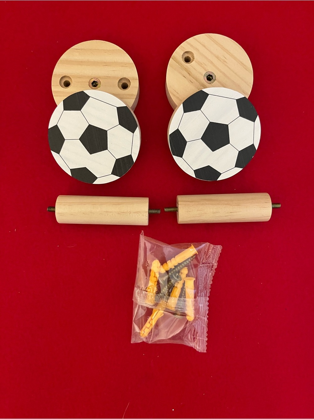 Geelin Soccer Theme Wooden Curtain Tieback Hook Set